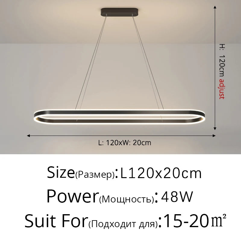 Modern White LED Chandelier Lights - Long Pendant Lamp for Living Room, Dining Room, Bedroom and Hall Decor