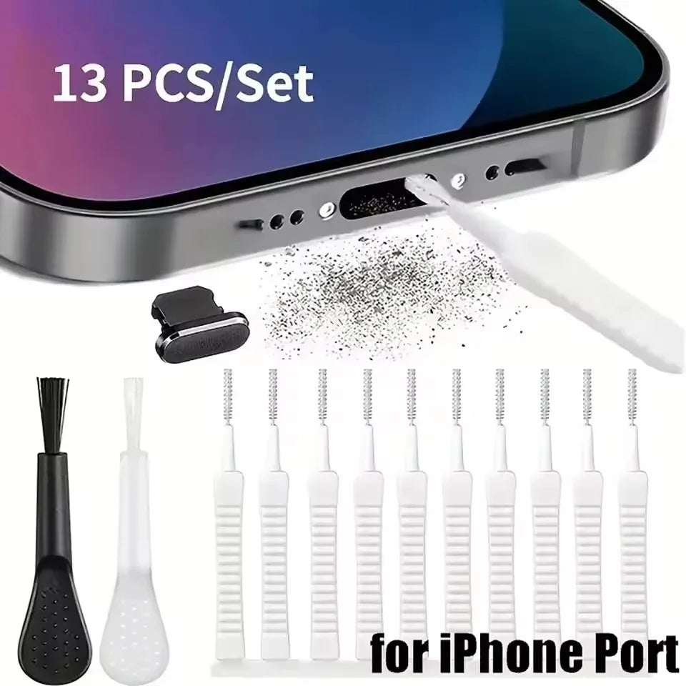 Mobile Phone Charging Port & Speaker Cleaning Kit Dust Plug Brush for iPhone 16/15/14 Earphones Samsung Xiaomi