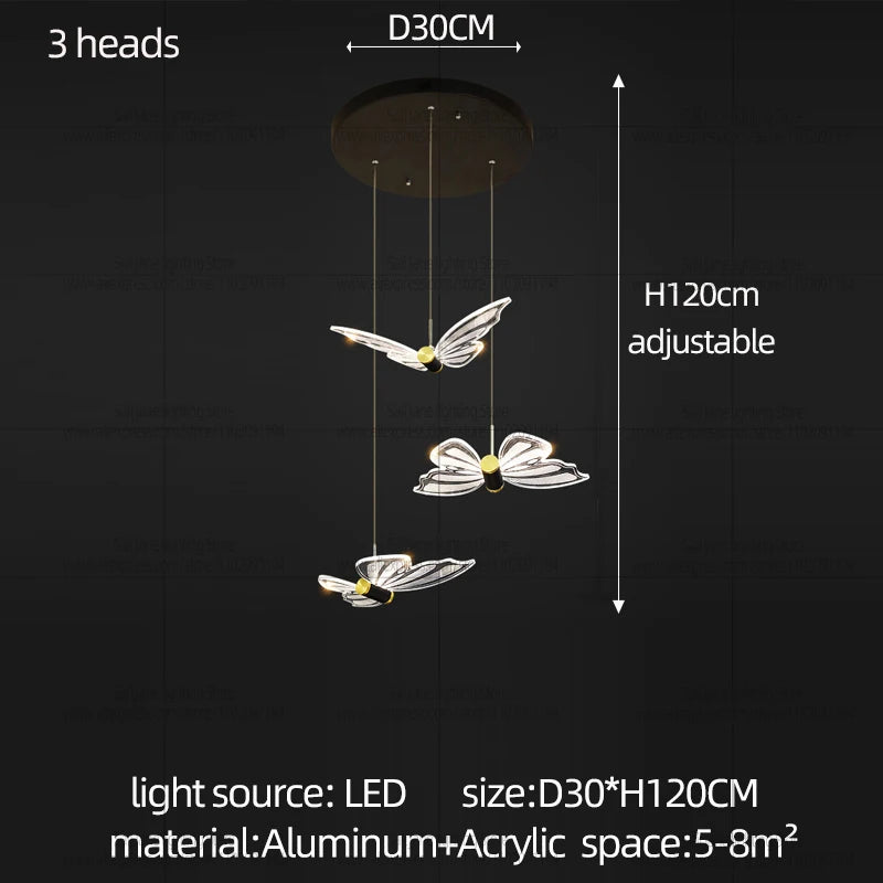 Modern Bird Chandelier Spiral Staircase Long Pendant Light for Living Room Villa Attic Dining Room