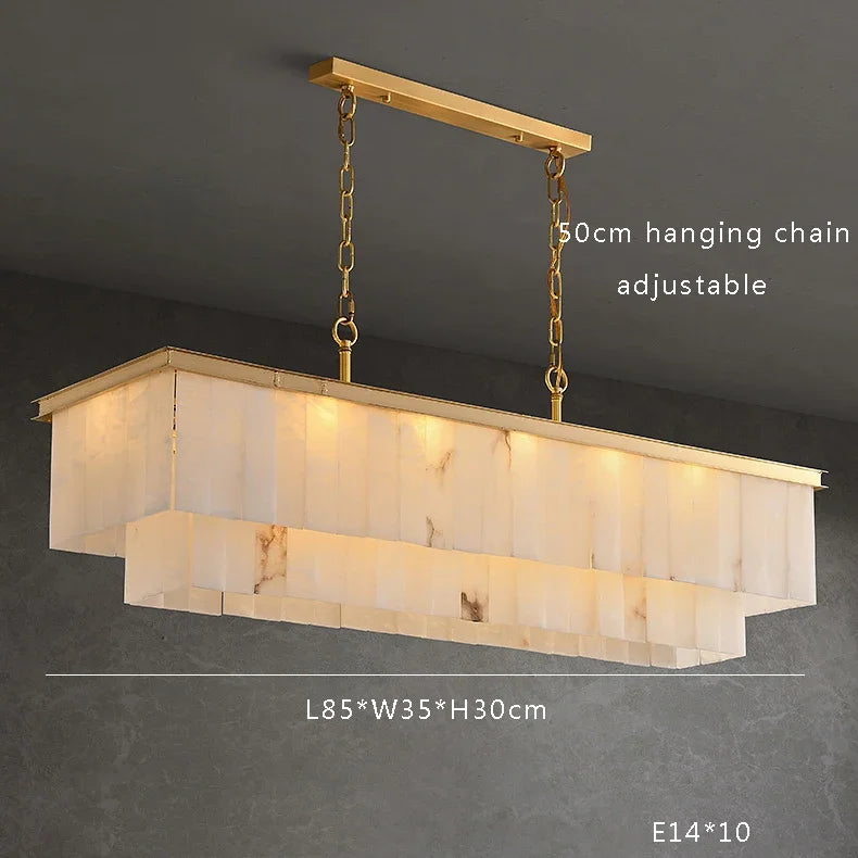 Full Copper Resin Chandelier with Luxury Marble Accents for Living Room Dining Room Bedroom Study