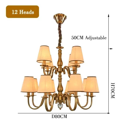 Luxury Classic LED Chandelier Rustic Suspension Luminaire for Living Dining Room & Bedroom Hanging Home Decor