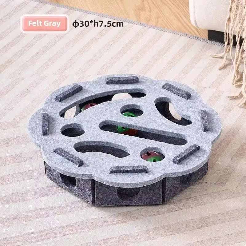 Cat Puzzle Toy, Felt Puzzle Box with Ball, Indoor Exercise & Hunting Toy for Cats