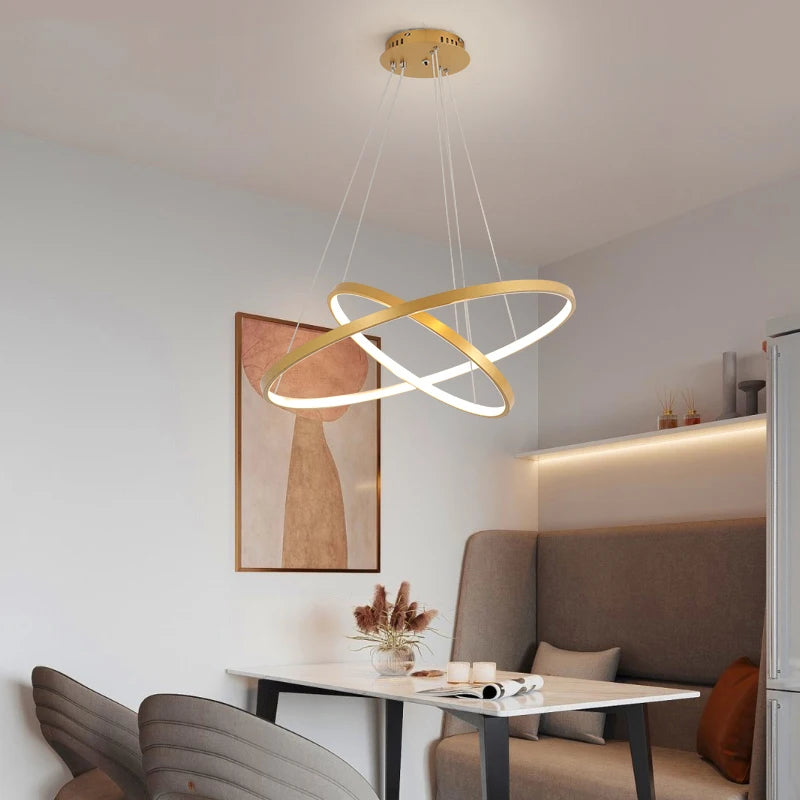 Modern Simple Ring LED Chandelier Pendant Lamp for Dining Room, Living Room & Bedroom