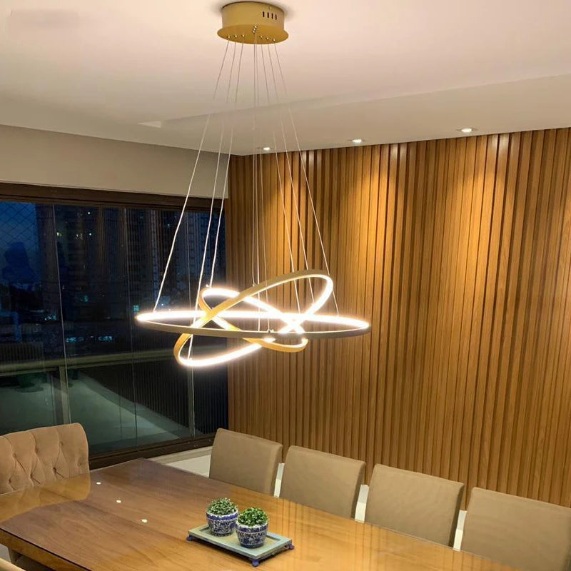Modern Simple Ring LED Chandelier Pendant Lamp for Dining Room, Living Room & Bedroom