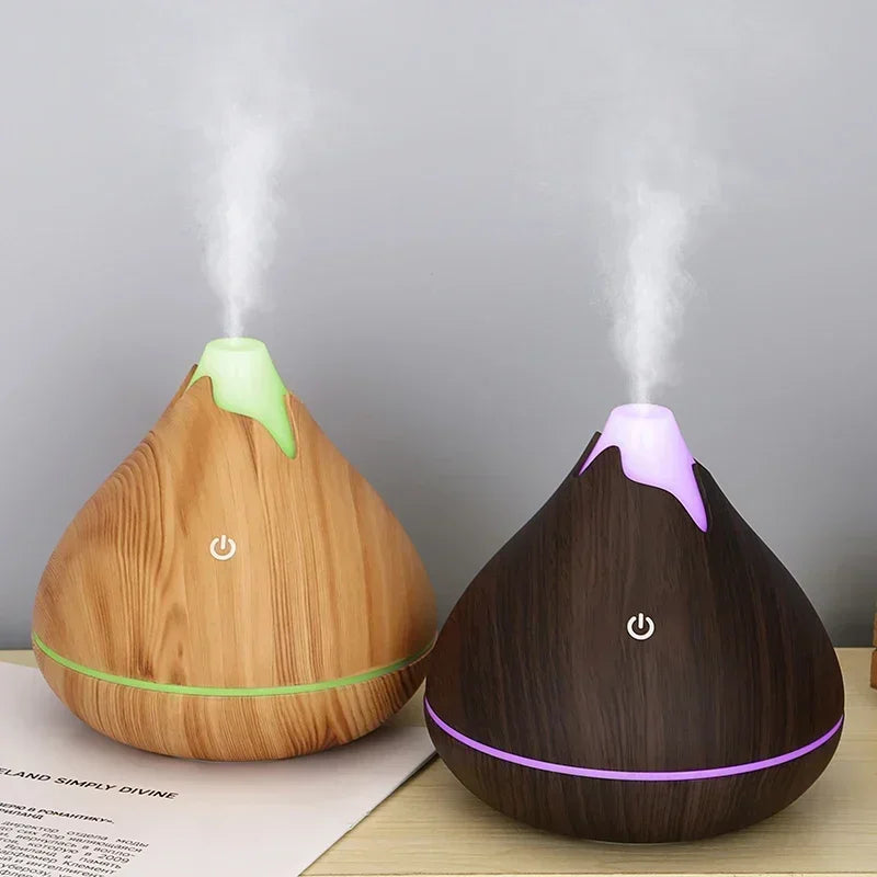 Aromatherapy Essential Oil Diffuser Wood Grain Remote Control Ultrasonic Air Humidifier with 7 Color LED Light