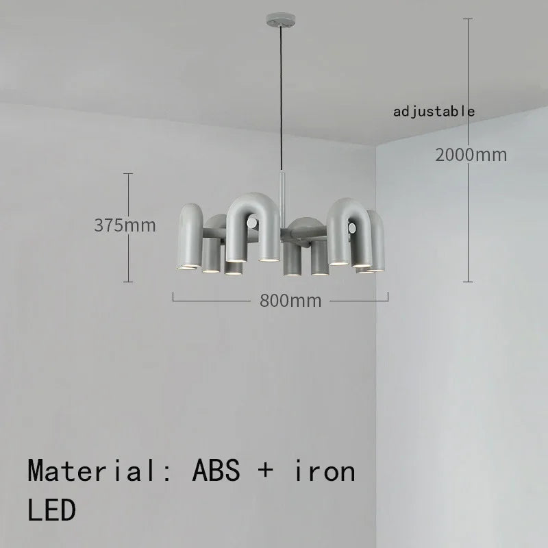 Modern Luxury U-Shaped Metal LED Pendant Light in Black & Orange for Living & Dining Room