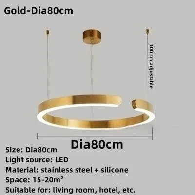 Modern Minimalist Stainless Steel C-Type LED Chandelier Pendant Lamp for Restaurant & Kitchen