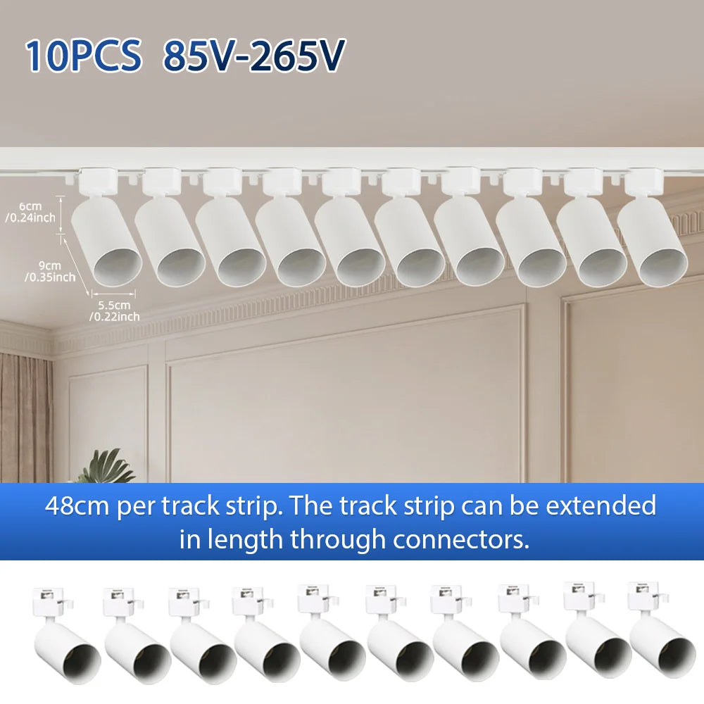 GU10 LED Track Light Full Set, Ceiling Spotlight for Kitchen Living Room & Store Decor