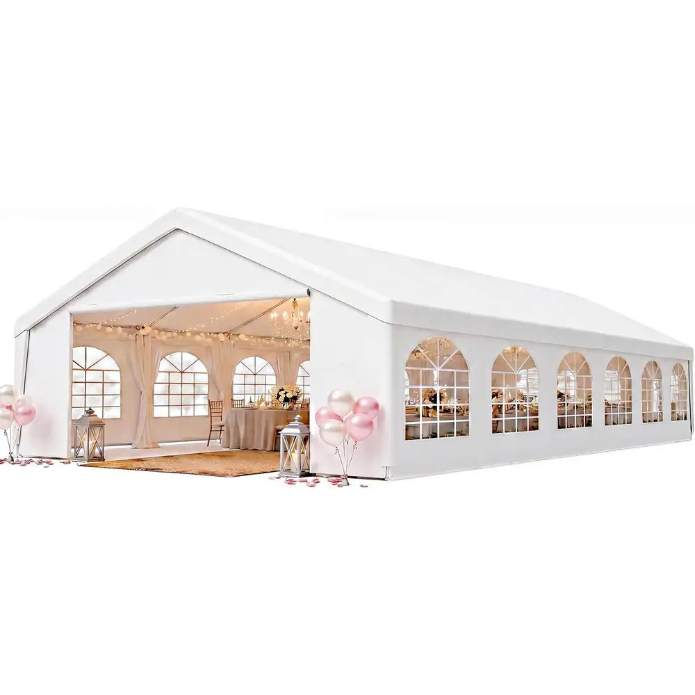 Waterproof Party Tent for Weddings and Outdoor Events with Removable Sidewalls and Roll-Up Door, Heavy-Duty Steel Frame