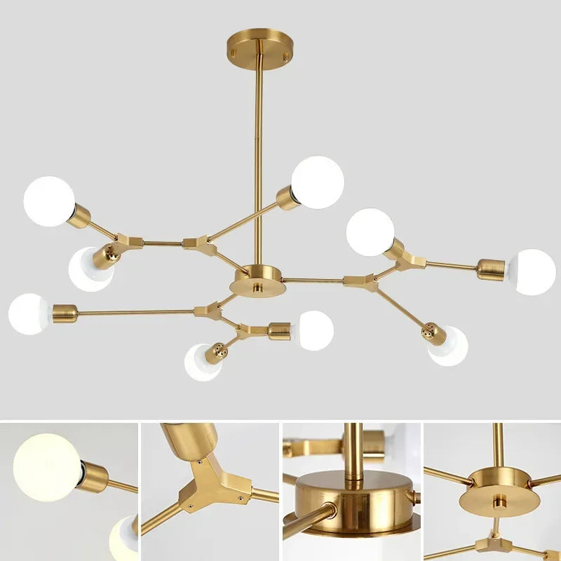 Modern Magic Bean Molecular Branch Chandelier - Electroplated Living Room & Bedroom Lamp