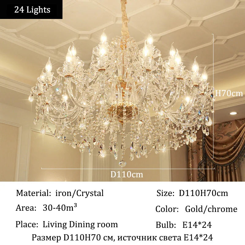 Luxury Home Crystal Chandelier Villa LED Ceiling Pendant Light for Living Room Hanging Fixture Decor