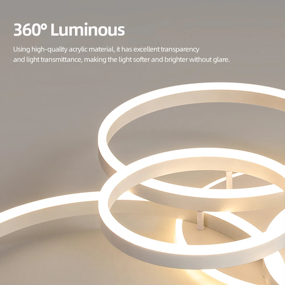 Modern Dimmable LED Ceiling Chandelier Lamp for Home, Living Room, Study & Bedroom Decor
