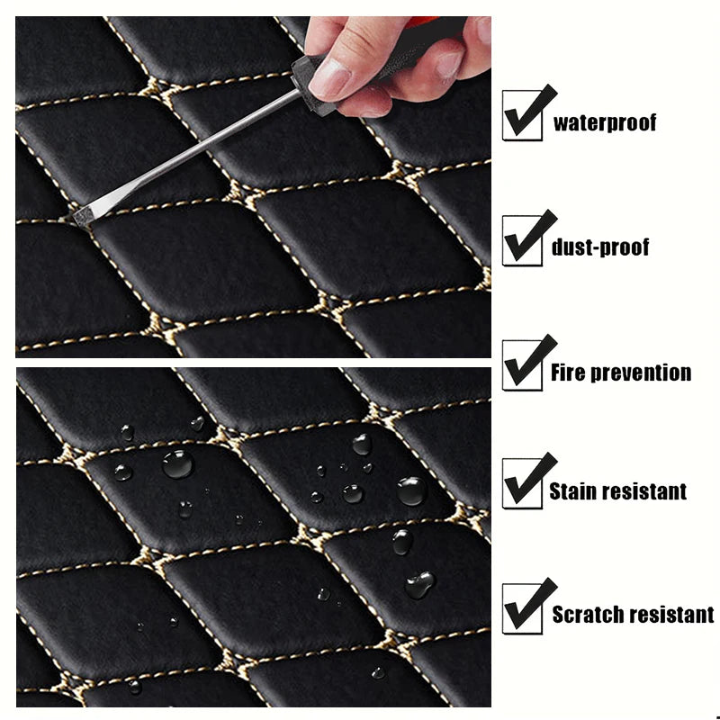 Universal Car Floor Mats - PU Leather Waterproof Dust-Proof Auto Carpet Protector Pads, Car Interior Accessories