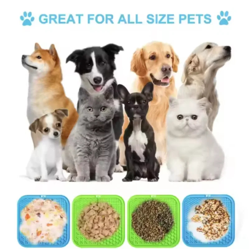 Silicone Lick Mat for Dogs - Slow Feeder Plate with Suction for Bathing Distraction, Dog Training Feeder Supplies