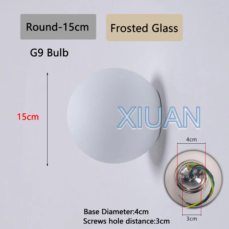Concealed Base Glass Wall Lamp - French Bauhaus Milky White Round Ball Light for Bedside & Bathroom Mirror