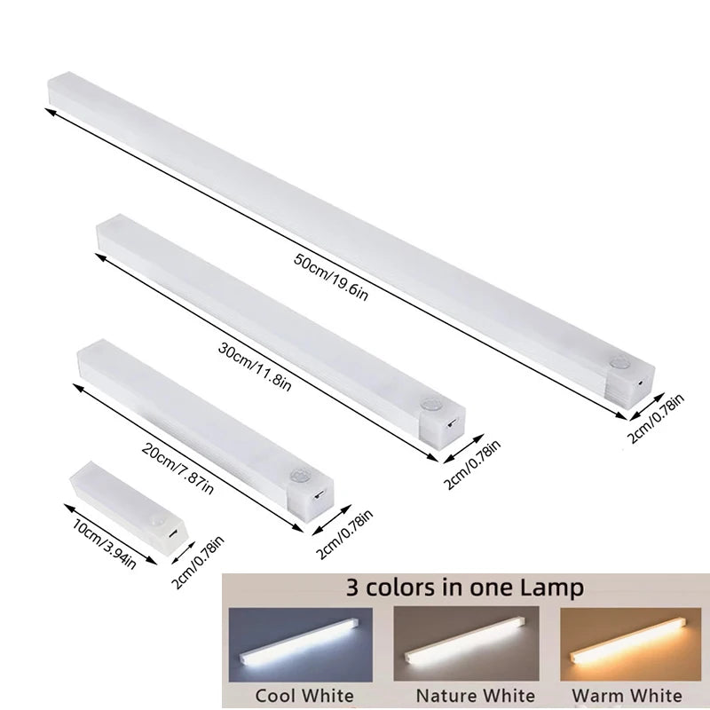 Motion Sensor Rechargeable LED Night Light - Wireless USB-C Lamp for Kitchen Cabinet, Bedroom & Staircase
