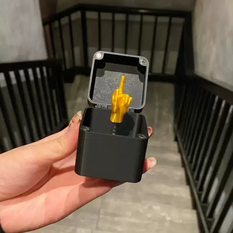 Funny Middle Finger in a Box, Desk Decor Gag Gift for Halloween Christmas & Birthday, Novelty Office Toy