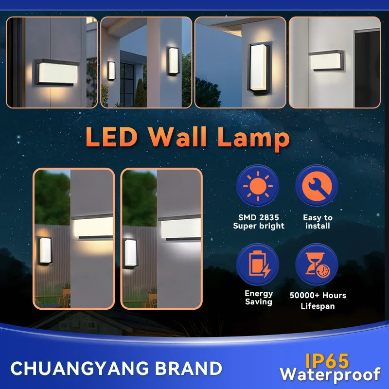 LED Outdoor Wall Light IP65 Waterproof Lamp Porch Lighting for Balcony Home Garden & Bedroom