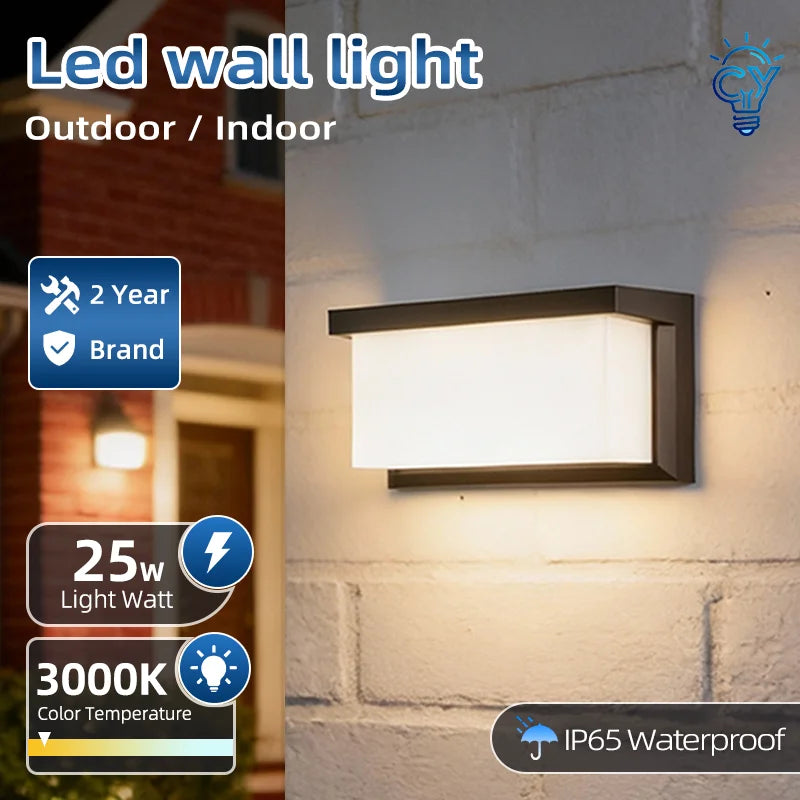 LED Outdoor Wall Light IP65 Waterproof Lamp Porch Lighting for Balcony Home Garden & Bedroom