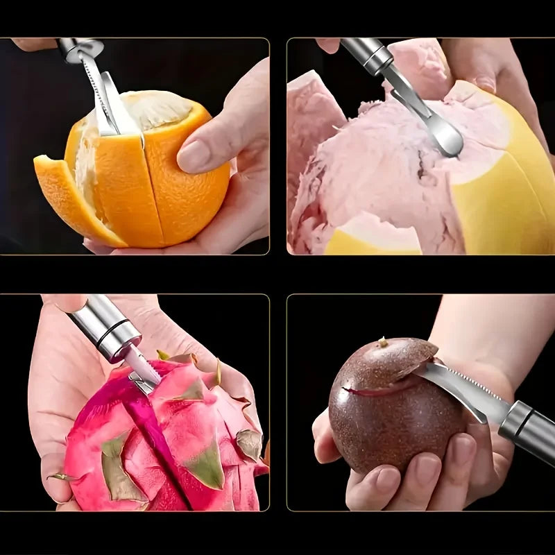 Stainless Steel Orange and Lemon Peeler - Citrus Cutter Tool with Handle for Kitchen and Restaurant Use
