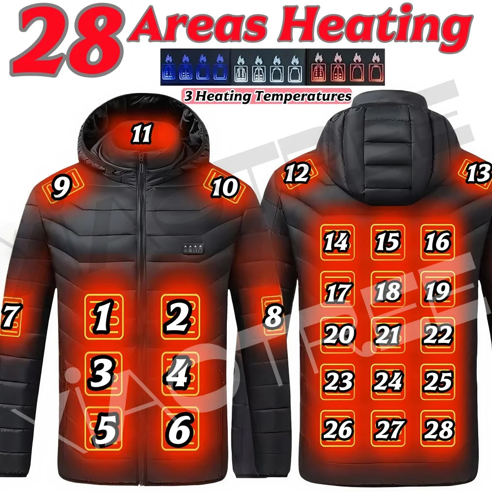 Smart USB Heated Jacket for Men and Women Winter Heated Clothing Ski Camping Waterproof Self Heating Warm Coat