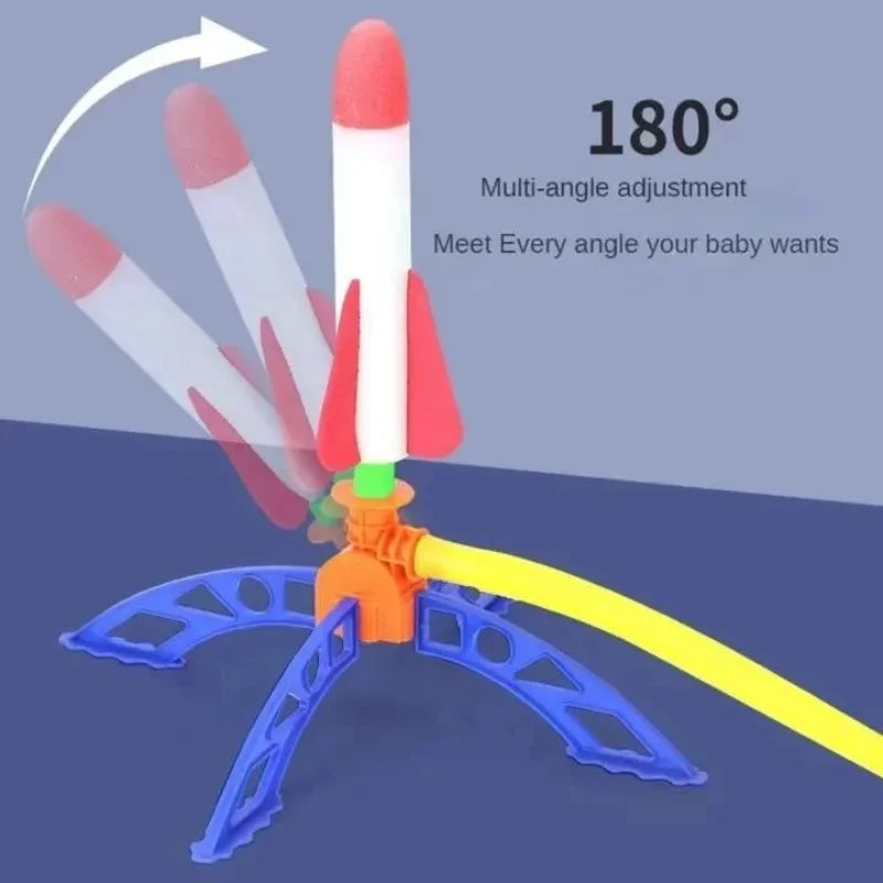 Kids Outdoor Foot Pump Rocket Launcher Air Powered Soaring Rocket Jump Game Children Toy Gift