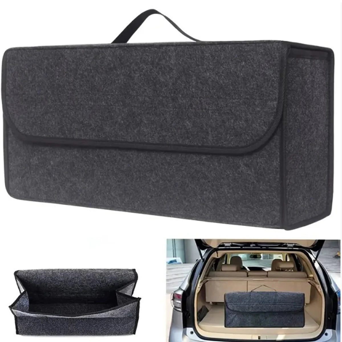 Large Anti-Slip Compartment Car Trunk Organizer Boot Storage Bag Soft Felt Storage Box Accessories
