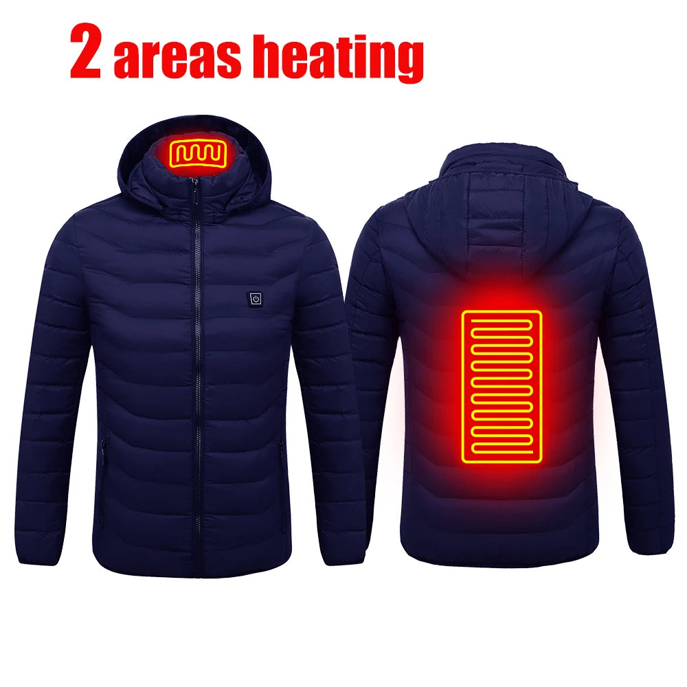Men's Heating Jacket 21-Zone Four-Switch Control USB Electric Heated Coat Self-Heating Vest Thermal Warm Winter Coat