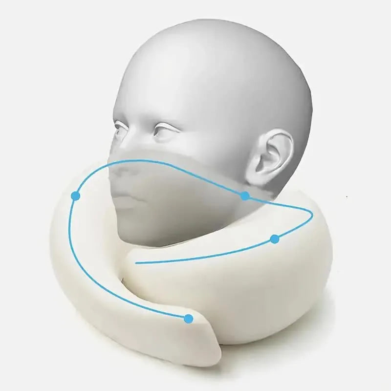 Travel Neck Pillow - Memory Foam U-Shaped Snail Style Neck Support, Portable Adjustable Soft Sleep Pillow for Naps