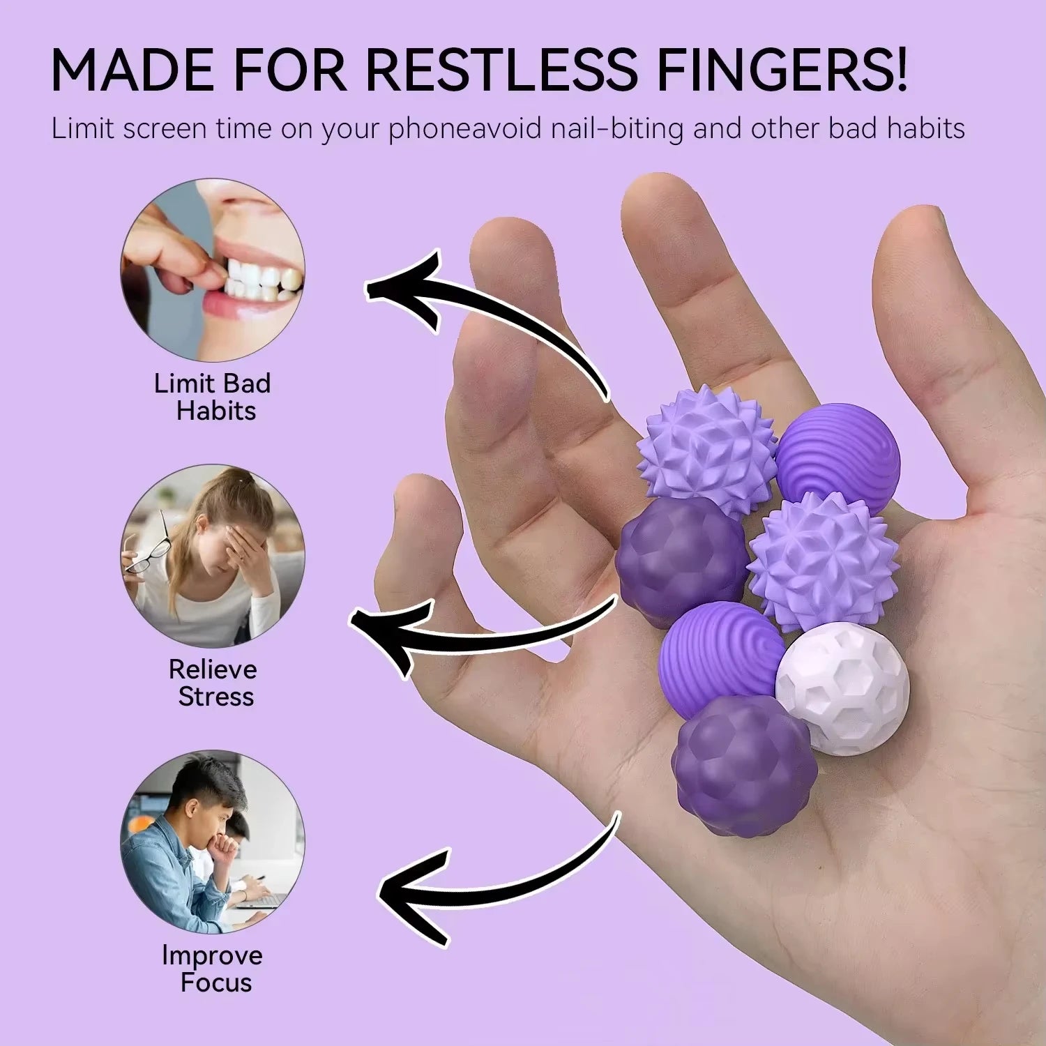 Magnetic Silicone Sensory Worry Balls Autism Calming Fidget Toy for Kids & Adults Anxiety Stress Relief