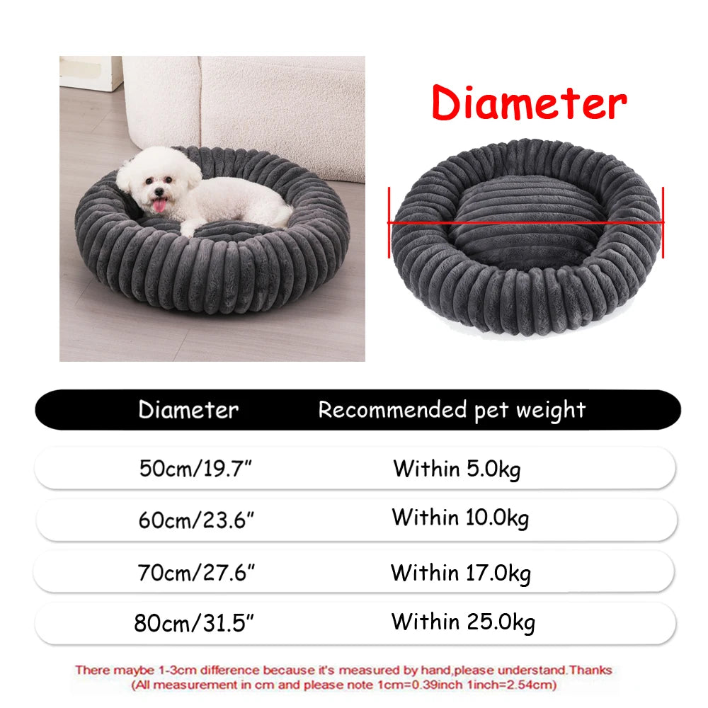 Round Pet Bed for Large Dogs Super Soft Cat Bed Plush Dog House for Medium Dogs Winter Warm Sleeping