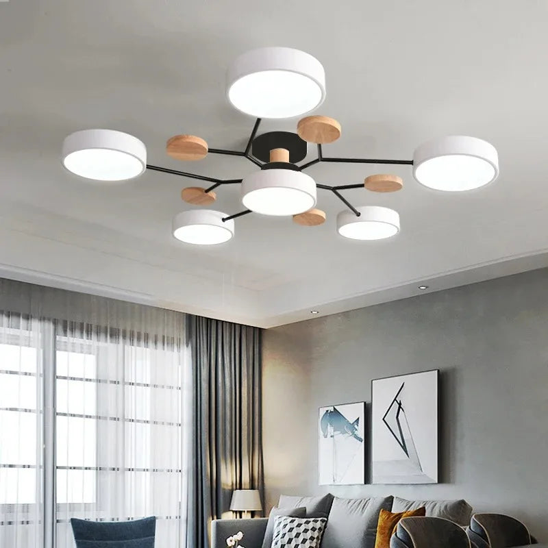 LED Chandelier 3-Color Lighting for Living Room Bedroom Hotel Apartment Study Home Decoration