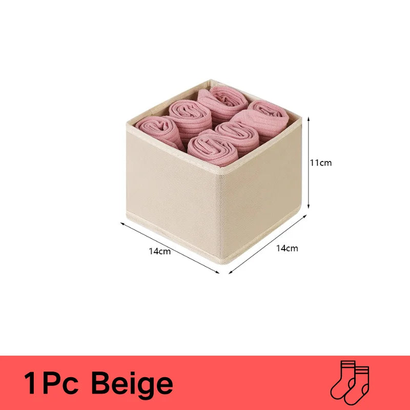 Underwear Organizer for Cabinets and Drawers - Foldable Wardrobe Storage Box for Bras, Socks and Pants