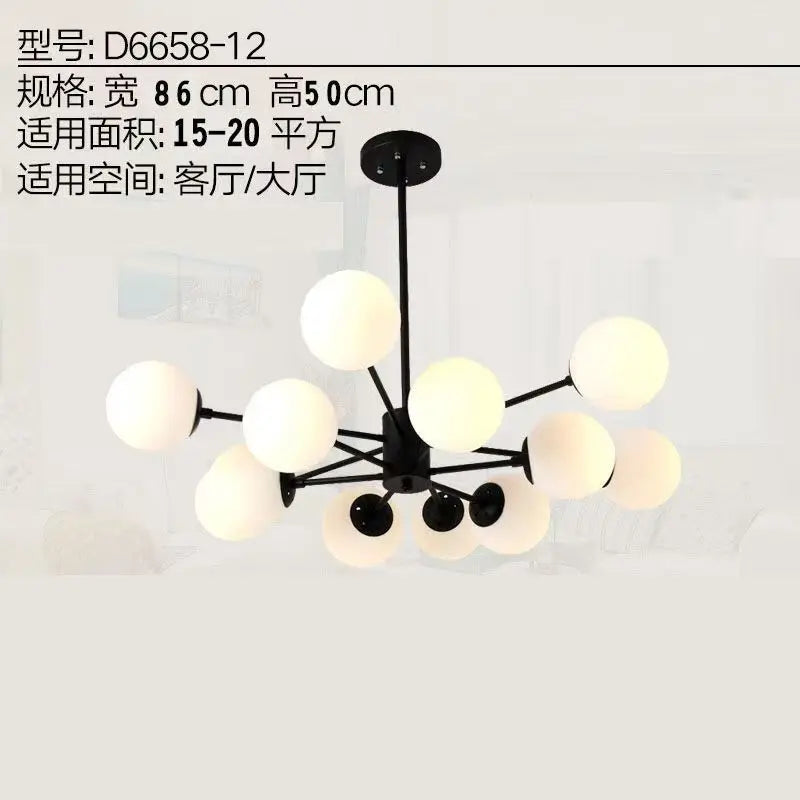 Modern Luxury Nordic Glass LED Chandelier for Living Room, Dining Room, Bedroom & Kitchen