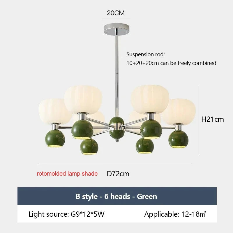 SANDYHA Elegant Modern Pumpkin Chandelier LED Lamp - Stylish Lighting Fixture for Living Room, Bedroom and Home Decor