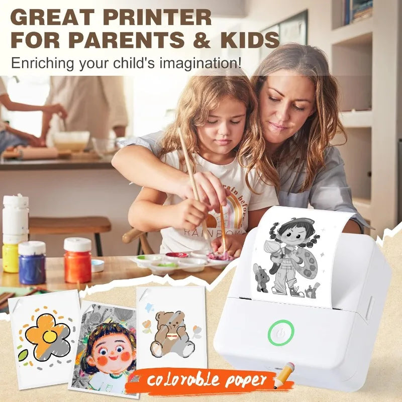 Thermal Mini Printer - Portable Inkless Bluetooth Sticker Maker and Pocket Photo Printer for Children DIY