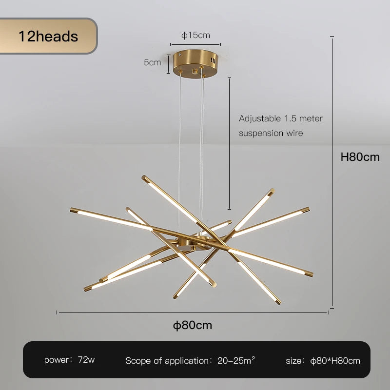 Nordic Geometric LED Pendant Chandelier with Remote Control for Restaurant, Living Room & Dining Table