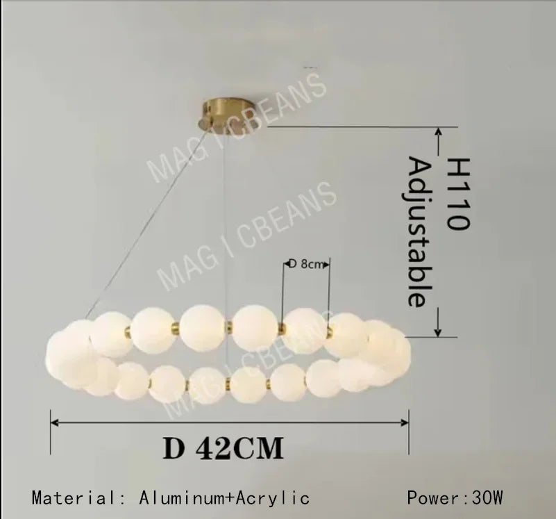 Nordic Magic Bean Round Chandelier - Modern Minimalist Lamp for Living Room, Bedroom & Restaurant