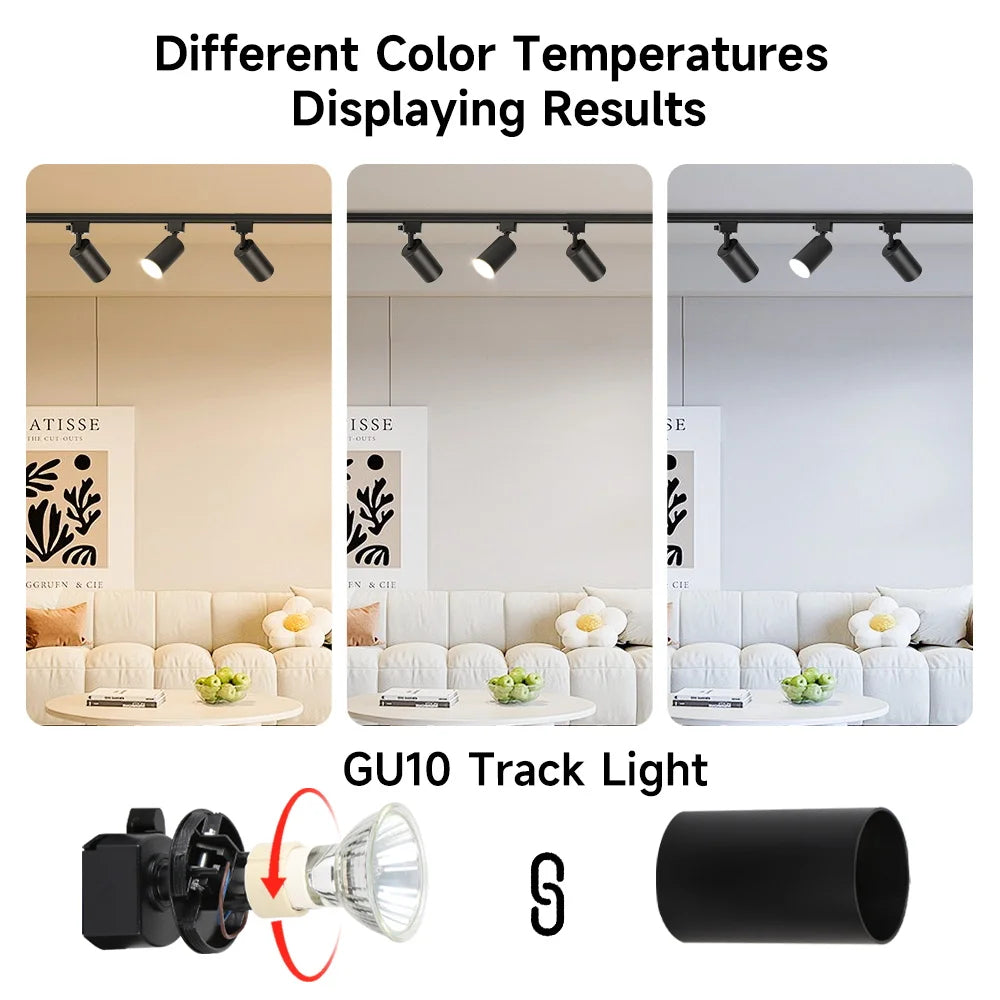 GU10 LED Track Light Full Set, Ceiling Spotlight for Kitchen Living Room & Store Decor