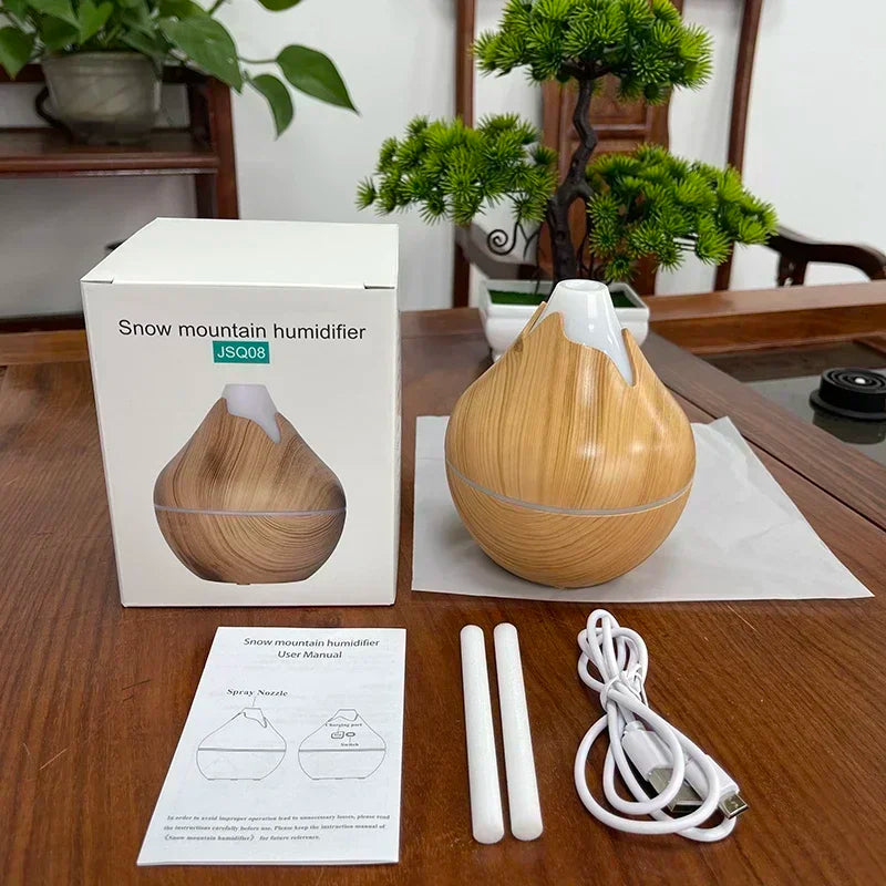 Aromatherapy Essential Oil Diffuser Wood Grain Remote Control Ultrasonic Air Humidifier with 7 Color LED Light
