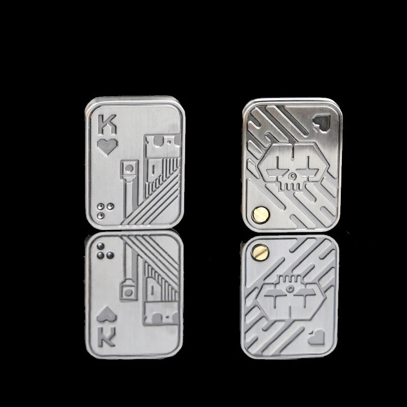 Metal Skull Push Slider EDC Fidget Toy Anti-Stress Spinning Poker Decompress Magnetic Toy for Adults Gifts
