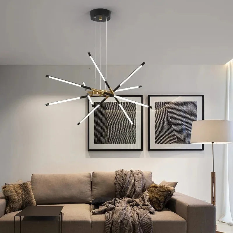 Nordic Geometric LED Pendant Chandelier with Remote Control for Restaurant, Living Room & Dining Table