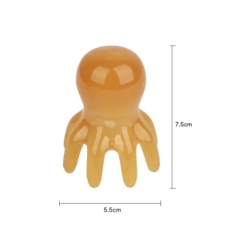 Octopus Resin Scalp Massage Comb - Meridian Scraping Acupuncture Gua Sha Brush for Fatigue Relief