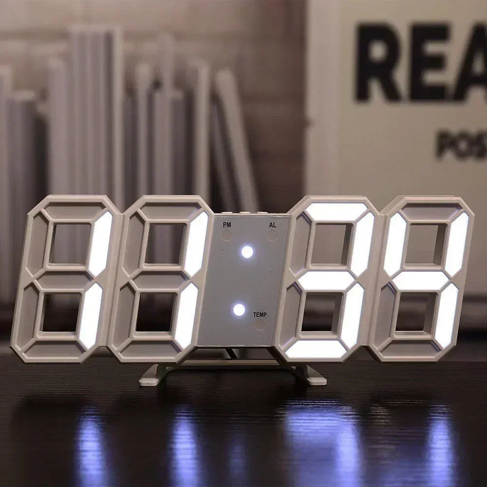 3D LED Digital Clock Wall Decoration Glow Night Mode Adjustable Electronic Watch for Bedroom Room Decor