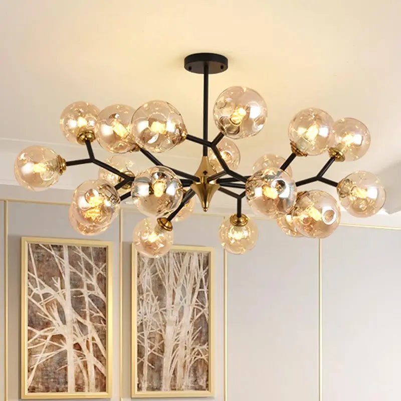 Nordic Glass Ball Modern LED Ceiling Chandelier Pendant Light for Living Room, Bedroom & Kitchen