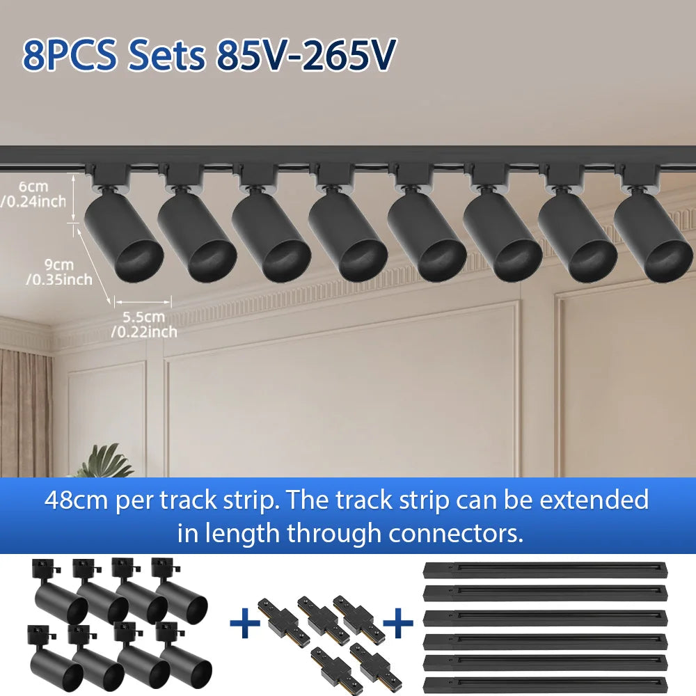 GU10 LED Track Light Full Set, Ceiling Spotlight for Kitchen Living Room & Store Decor