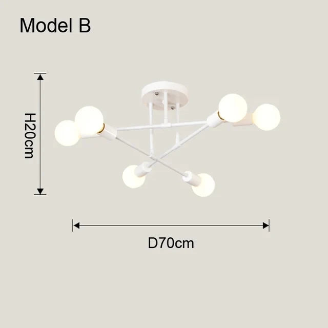 Nordic Minimalist LED Pendant Ceiling Chandelier in Black & Gold for Bedrooms & Living Rooms
