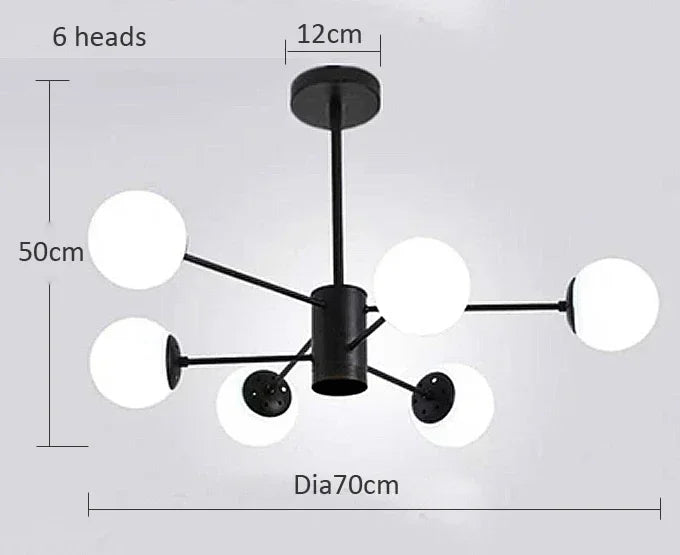 Modern Luxury Nordic Glass LED Chandelier for Living Room, Dining Room, Bedroom & Kitchen