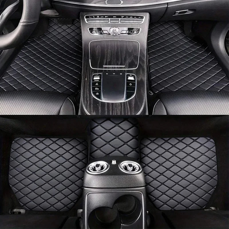 Universal Car Floor Mats - PU Leather Waterproof Dust-Proof Auto Carpet Protector Pads, Car Interior Accessories