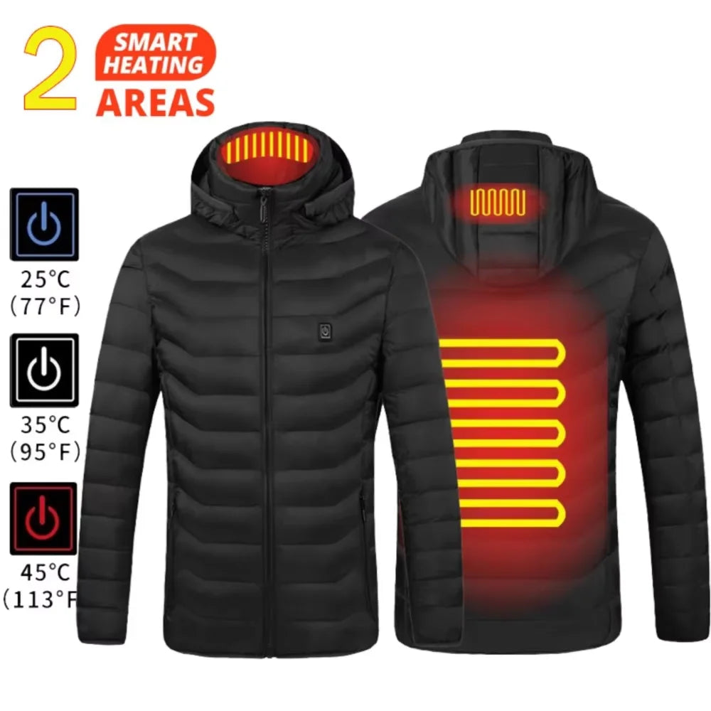 USB Self Heating Jacket for Men and Women Warm Vest Heated Coat Ski Camping Hiking Winter Cotton Clothing